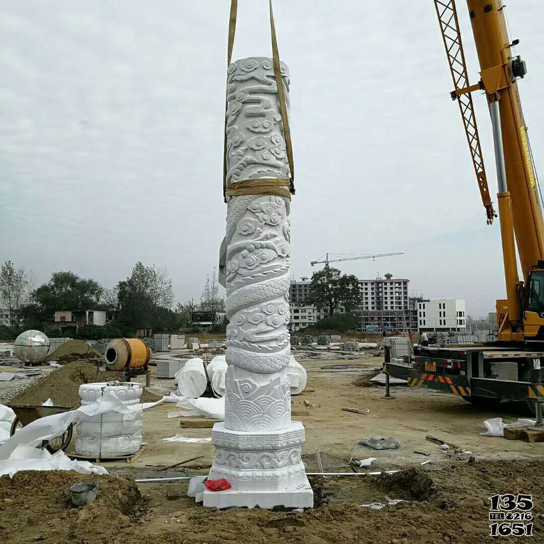 龍柱雕塑-園林廣場漢白玉浮雕古體龍柱 龍柱雕塑-園林廣場漢白玉浮雕古體龍柱高清圖片