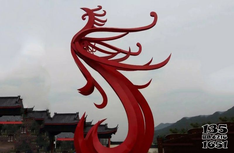 鳳凰雕塑-古城小鎮景區擺放不銹鋼抽象紅色鳳凰雕塑 鳳凰雕塑-古城小鎮景區擺放不銹鋼抽象紅色鳳凰雕塑