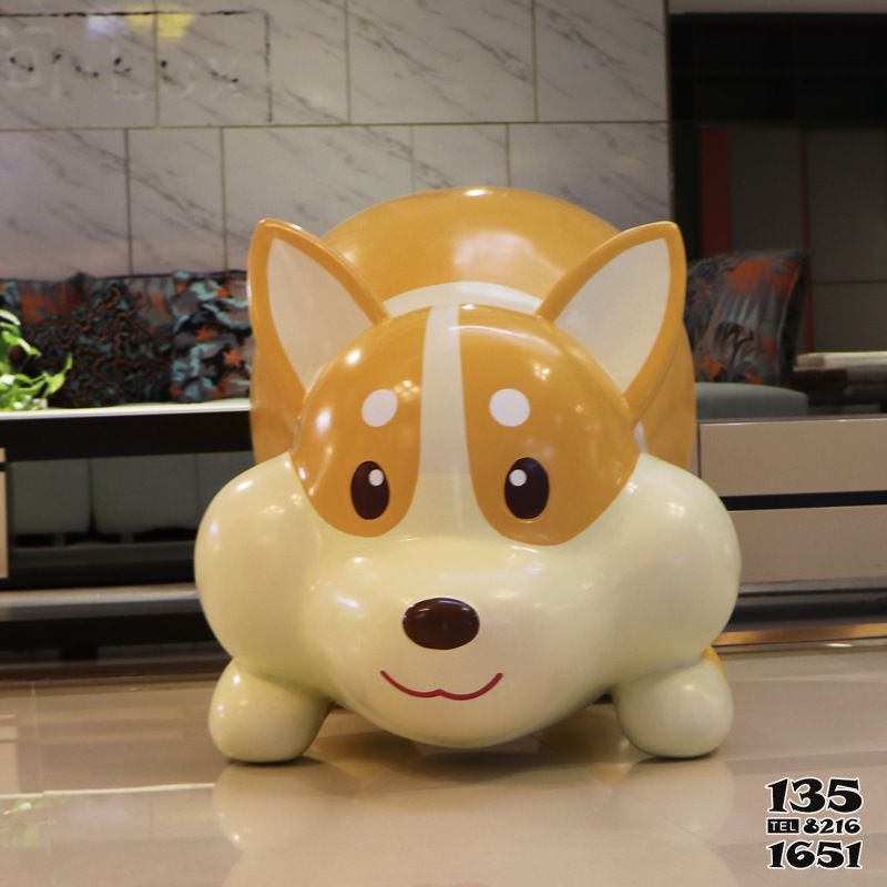 狗雕塑-游樂園可愛卡通玻璃鋼趴著的狗雕塑 狗雕塑-游樂園可愛卡通玻璃鋼趴著的狗雕塑高清圖片