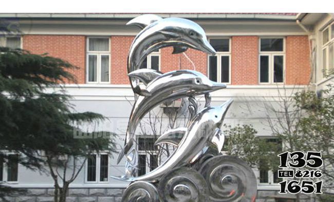 海豚雕塑-工廠飛躍一家三口不銹鋼海豚雕塑 海豚雕塑-工廠飛躍一家三口不銹鋼海豚雕塑高清圖片