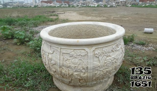 花盆雕塑-大理石鴛鴦園林景觀-石雕花盆雕塑 花盆雕塑-大理石鴛鴦園林景觀-石雕花盆雕塑高清圖片