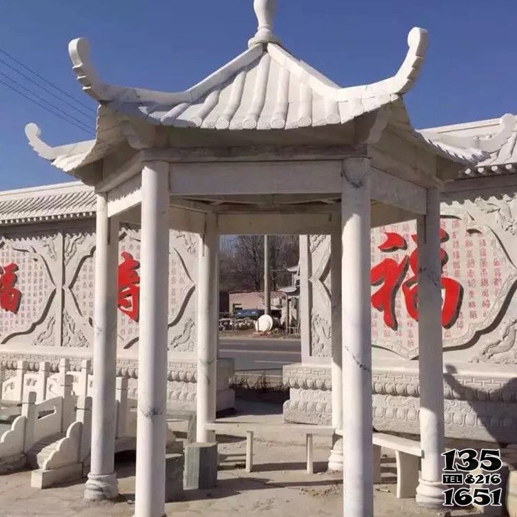 涼亭雕塑-中式庭院裝飾擺放大理石仿古建涼亭雕塑 涼亭雕塑-中式庭院裝飾擺放大理石仿古建涼亭雕塑高清圖片