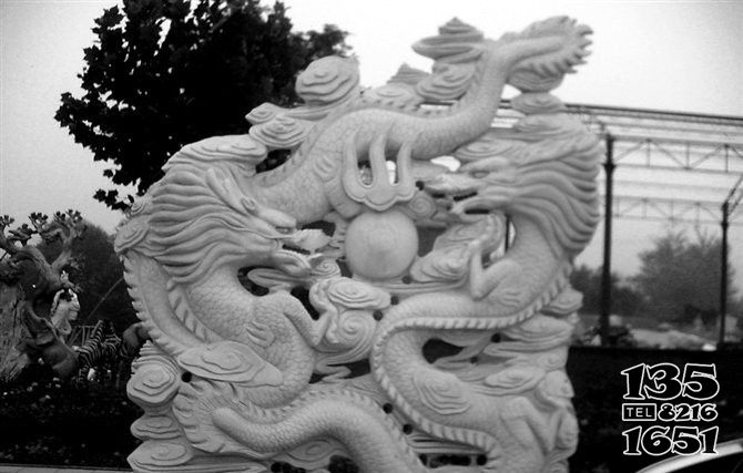 龍雕塑-景區漢白玉石雕二龍戲珠龍雕塑 龍雕塑-景區漢白玉石雕二龍戲珠龍雕塑高清圖片