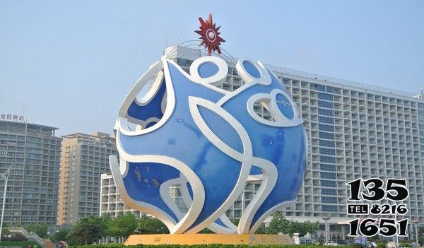 鏤空球雕塑-城市不銹鋼彩繪抽象鏤空球雕塑 鏤空球雕塑-城市不銹鋼彩繪抽象鏤空球雕塑高清圖片