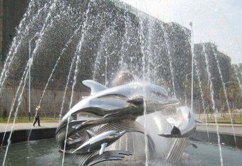 噴漆雕塑-園林公園擺放的海豚玻璃鋼創(chuàng)意噴漆雕塑