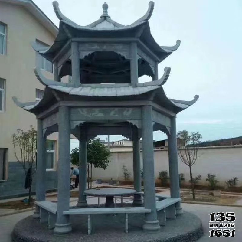 涼亭雕塑-庭院別墅室外擺放青石仿古建雙層休閑涼亭雕塑 涼亭雕塑-庭院別墅室外擺放青石仿古建雙層休閑涼亭雕塑高清圖片