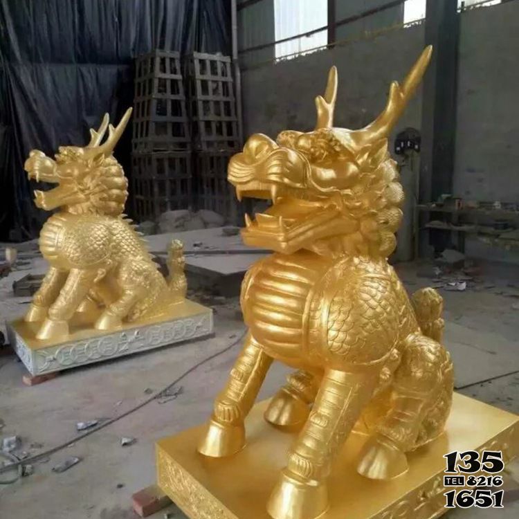 麒麟雕塑-公司酒店不銹鋼鎏金一對神獸麒麟雕塑 麒麟雕塑-公司酒店不銹鋼鎏金一對神獸麒麟雕塑