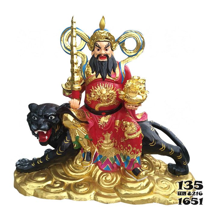 財神雕塑-文財神比干神像玻璃鋼彩繪坐著伏虎的財神雕塑 財神雕塑-文財神比干神像玻璃鋼彩繪坐著伏虎的財神雕塑高清圖片