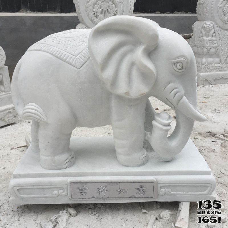 大象雕塑-庭院寺廟漢白玉石雕大象雕塑 大象雕塑-庭院寺廟漢白玉石雕大象雕塑高清圖片