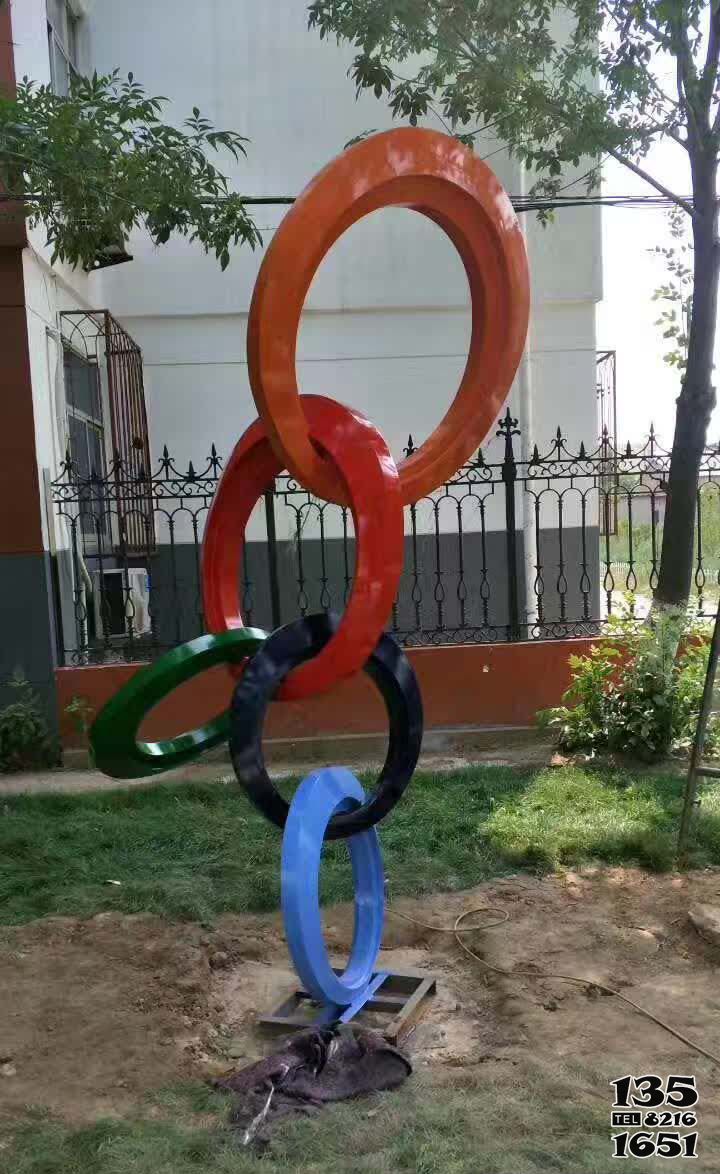 花環雕塑-體育廣場大學校園五環彩繪不銹鋼花環雕塑 花環雕塑-體育廣場大學校園五環彩繪不銹鋼花環雕塑高清圖片