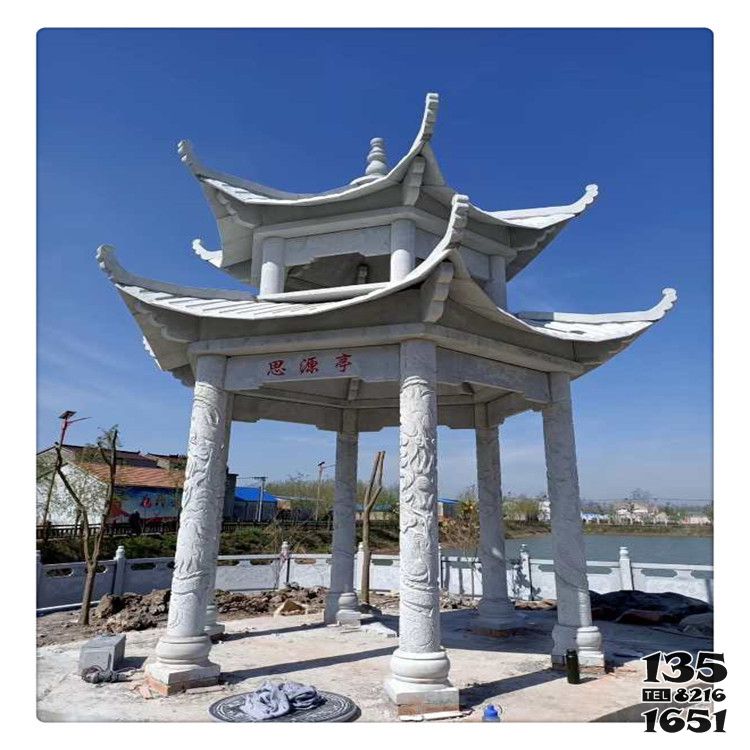 涼亭雕塑-村莊湖邊擺放大理石雕仿古建涼亭景觀雕塑 涼亭雕塑-村莊湖邊擺放大理石雕仿古建涼亭景觀雕塑高清圖片