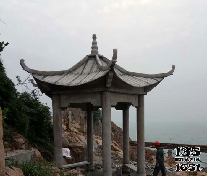 涼亭雕塑-海邊觀景區擺放簡易休息涼亭雕塑 涼亭雕塑-海邊觀景區擺放簡易休息涼亭雕塑高清圖片