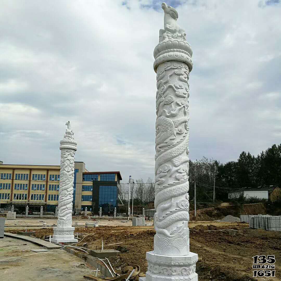 龍柱雕塑-企業擺放現代漢白玉石雕龍柱 龍柱雕塑-企業擺放現代漢白玉石雕龍柱