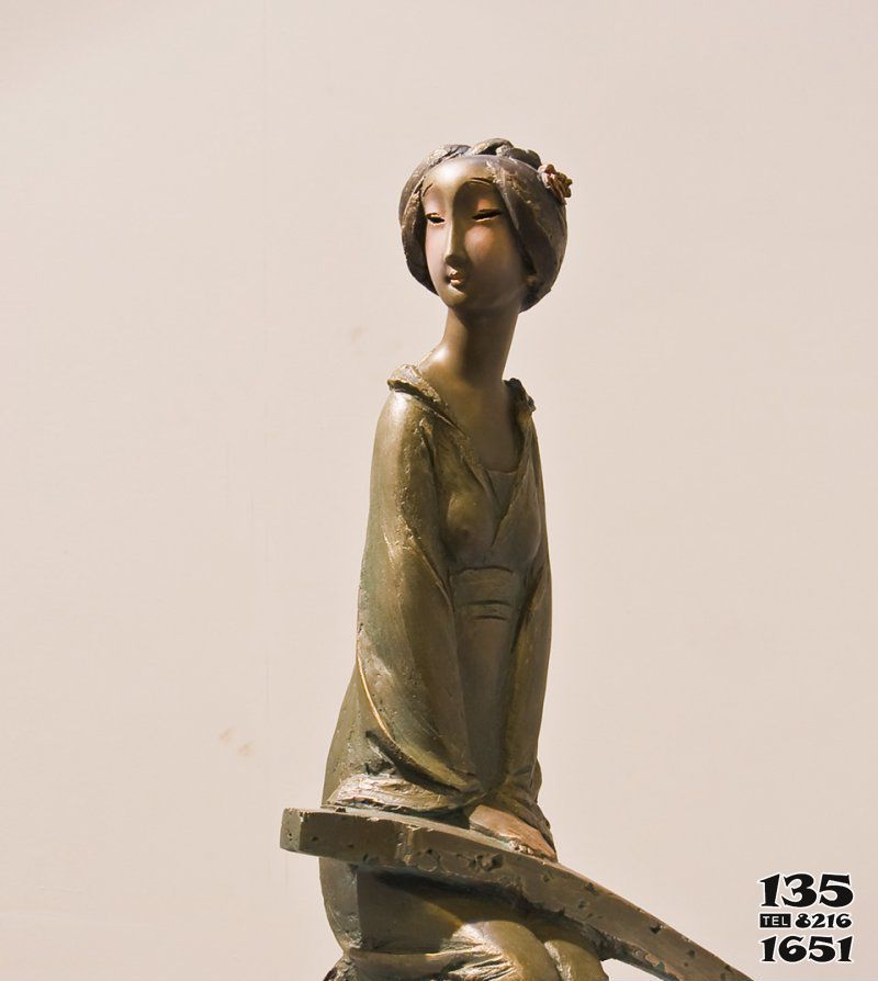 彈奏人物雕塑-彈古箏的女人銅雕古代人物雕塑彈雕塑 彈奏人物雕塑-彈古箏的女人銅雕古代人物雕塑彈雕塑高清圖片
