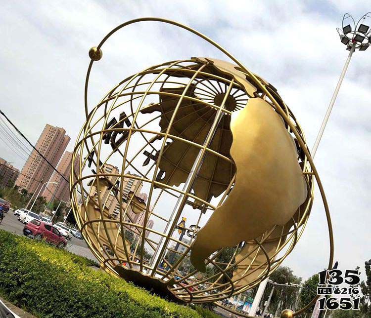 地球儀雕塑-廣場戶外不銹鋼噴金烤漆創意地球儀雕塑 地球儀雕塑-廣場戶外不銹鋼噴金烤漆創意地球儀雕塑高清圖片