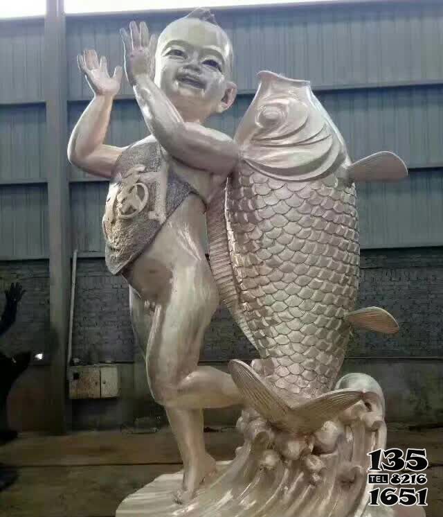 福娃雕塑-公園不銹鋼仿銅鯉魚福娃雕塑 福娃雕塑-公園不銹鋼仿銅鯉魚福娃雕塑高清圖片