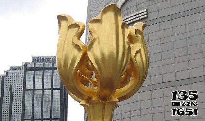 花朵雕塑-廣場創(chuàng)意不銹鋼金色紫荊花雕塑