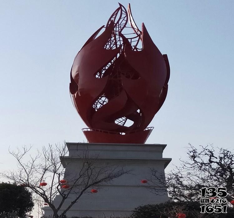 火苗雕塑-公園酒店廣場球形不銹鋼火苗雕塑 火苗雕塑-公園酒店廣場球形不銹鋼火苗雕塑高清圖片