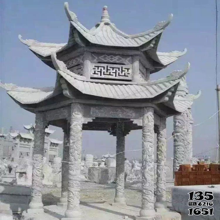 涼亭雕塑-大理石灰雕刻鏤空雙層園林仿古觀景涼亭擺件雕塑 涼亭雕塑-大理石灰雕刻鏤空雙層園林仿古觀景涼亭擺件雕塑高清圖片