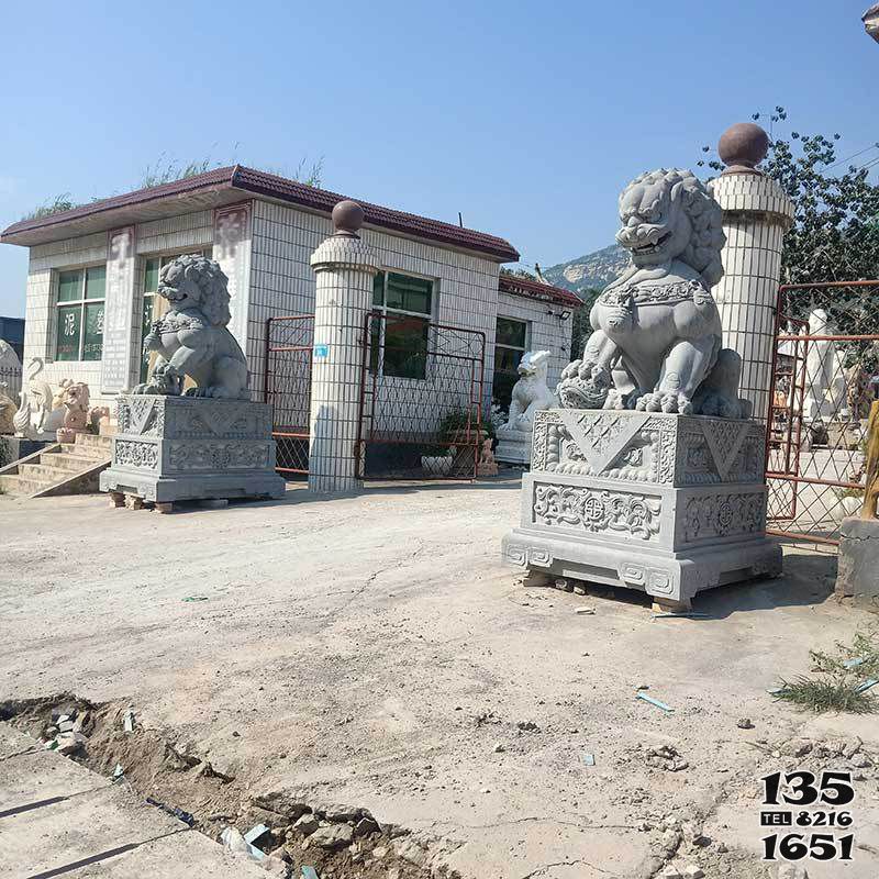 獅子雕塑-工廠門口大理石石雕一對招財的獅子雕塑 獅子雕塑-工廠門口大理石石雕一對招財的獅子雕塑高清圖片