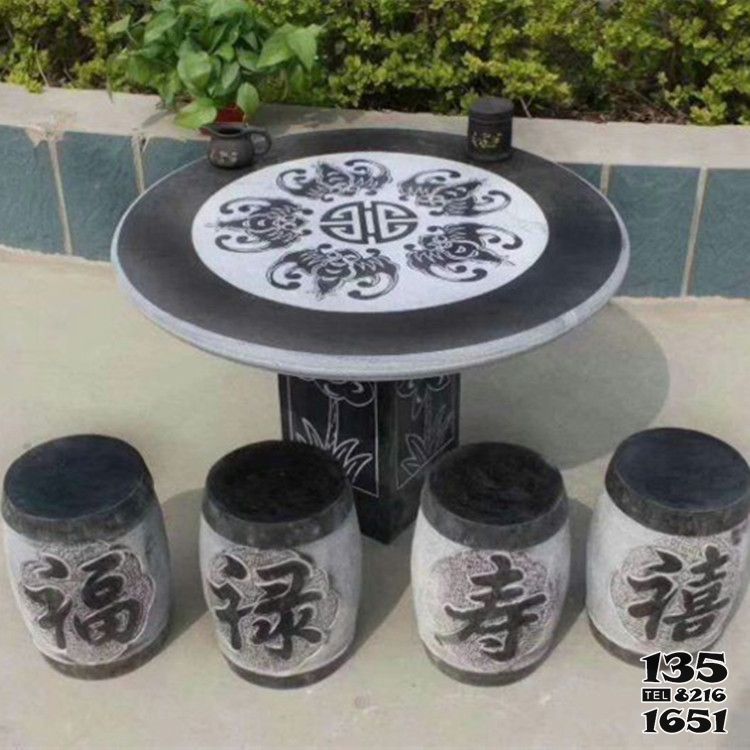 石桌雕塑-家用雕刻花紋大理石圓形石桌石凳 石桌雕塑-家用雕刻花紋大理石圓形石桌石凳高清圖片
