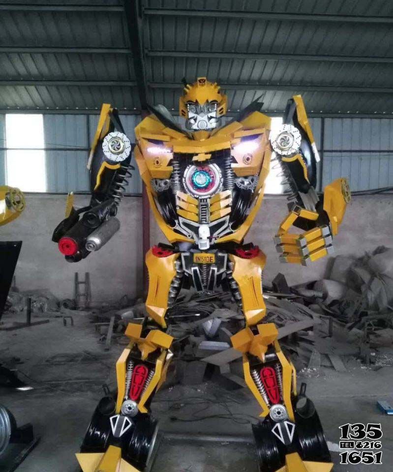 機器人雕塑-不銹鋼卡通大黃蜂機器人雕塑 機器人雕塑-不銹鋼卡通大黃蜂機器人雕塑高清圖片