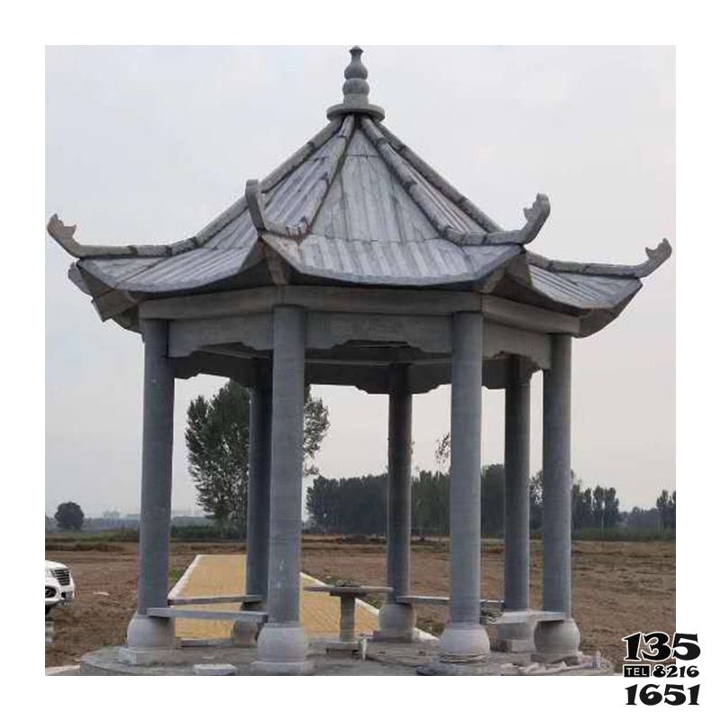 涼亭雕塑-農(nóng)場戶外擺放八角青石涼亭雕塑 涼亭雕塑-農(nóng)場戶外擺放八角青石涼亭雕塑高清圖片
