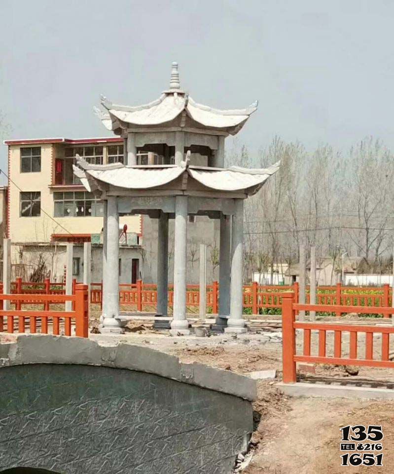 涼亭雕塑-鄉村建設戶外擺放雙層大理石涼亭雕塑 涼亭雕塑-鄉村建設戶外擺放雙層大理石涼亭雕塑