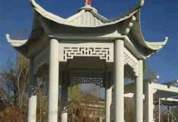 涼亭雕塑-小區花園戶外擺放六角仿古建休閑涼亭雕塑