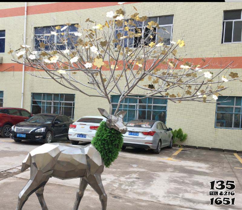 梅花鹿雕塑-企業(yè)大型景觀不銹鋼幾何梅花鹿雕塑 梅花鹿雕塑-企業(yè)大型景觀不銹鋼幾何梅花鹿雕塑高清圖片