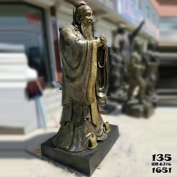 孔子雕塑-玻璃鋼人物孔子雕塑學院景觀擺件 孔子雕塑-玻璃鋼人物孔子雕塑學院景觀擺件高清圖片
