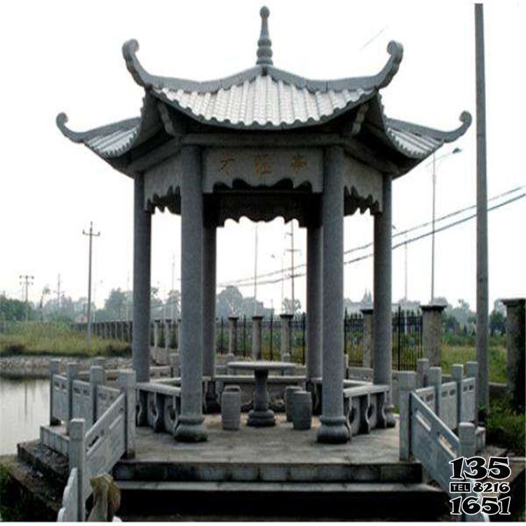 涼亭雕塑-村莊池塘擺放青石仿古建涼亭雕塑 涼亭雕塑-村莊池塘擺放青石仿古建涼亭雕塑高清圖片
