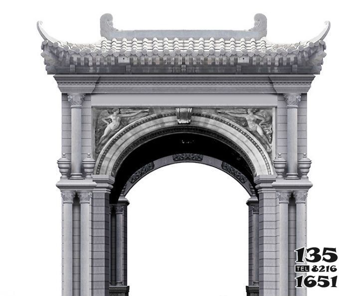 牌坊雕塑-酒店單門歐中式創(chuàng)意結(jié)合青石牌坊門樓雕塑 牌坊雕塑-酒店單門歐中式創(chuàng)意結(jié)合青石牌坊門樓雕塑高清圖片