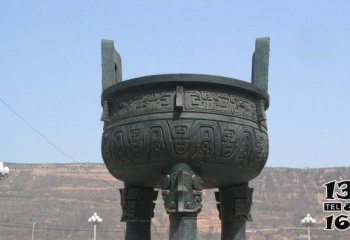 鼎雕塑-廣場(chǎng)擺放祭祀仿古青銅圓鼎雕塑