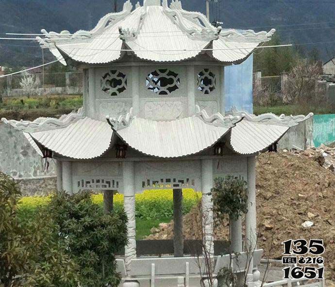 涼亭雕塑-花崗巖八角鏤空湖邊觀景臺擺放涼亭座椅雕塑 涼亭雕塑-花崗巖八角鏤空湖邊觀景臺擺放涼亭座椅雕塑高清圖片