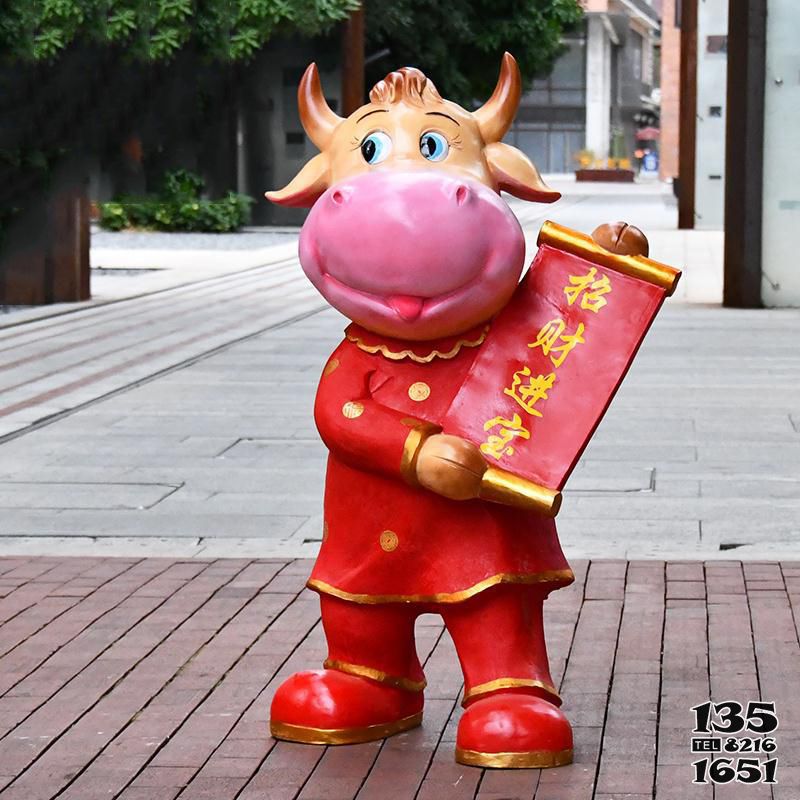 牛雕塑-庭院擺放一只新年招財進寶玻璃鋼牛雕塑 牛雕塑-庭院擺放一只新年招財進寶玻璃鋼牛雕塑