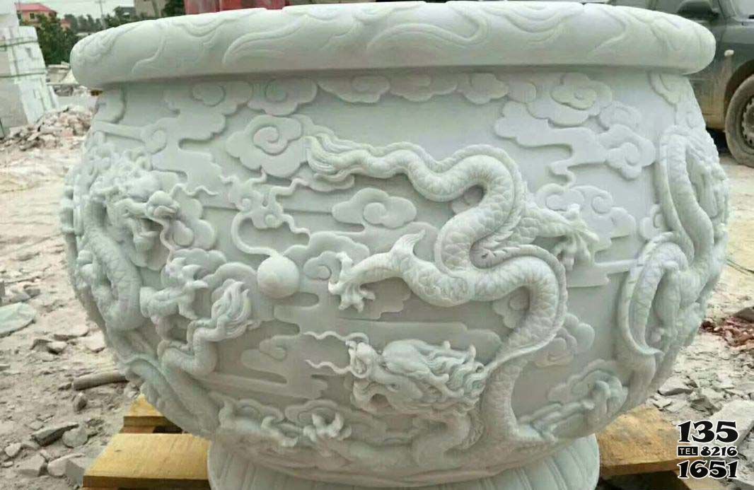 缸雕塑-漢白玉龍浮雕庭院別墅水缸雕塑 缸雕塑-漢白玉龍浮雕庭院別墅水缸雕塑高清圖片