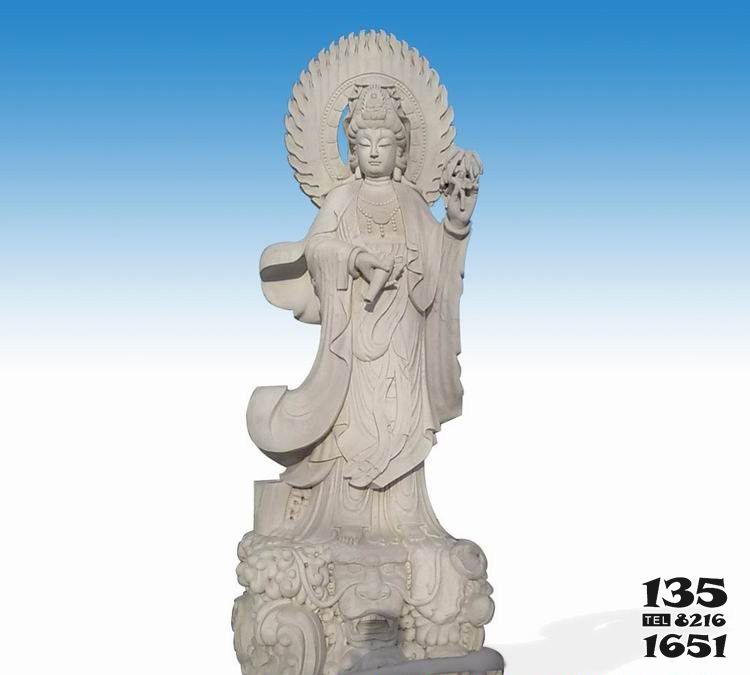觀音雕塑-寺廟鰲魚漢白玉石雕觀音雕塑 觀音雕塑-寺廟鰲魚漢白玉石雕觀音雕塑高清圖片
