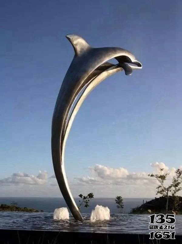 海豚雕塑-海邊大型不銹鋼抽象海豚雕塑 海豚雕塑-海邊大型不銹鋼抽象海豚雕塑高清圖片