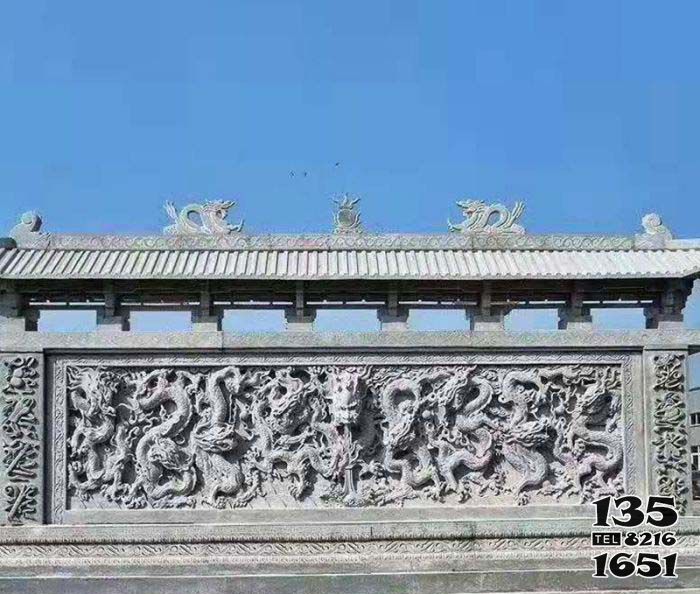 九龍壁雕塑-園林景觀九龍壁石雕影壁 九龍壁雕塑-園林景觀九龍壁石雕影壁高清圖片