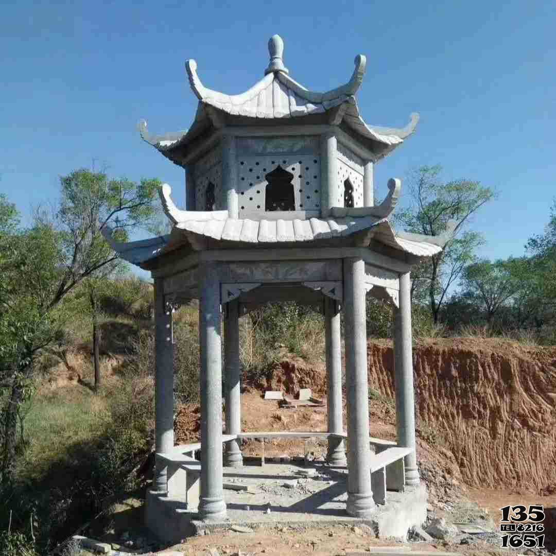 涼亭雕塑-戶外墓地園林擺放青石雙層涼亭雕塑 涼亭雕塑-戶外墓地園林擺放青石雙層涼亭雕塑高清圖片