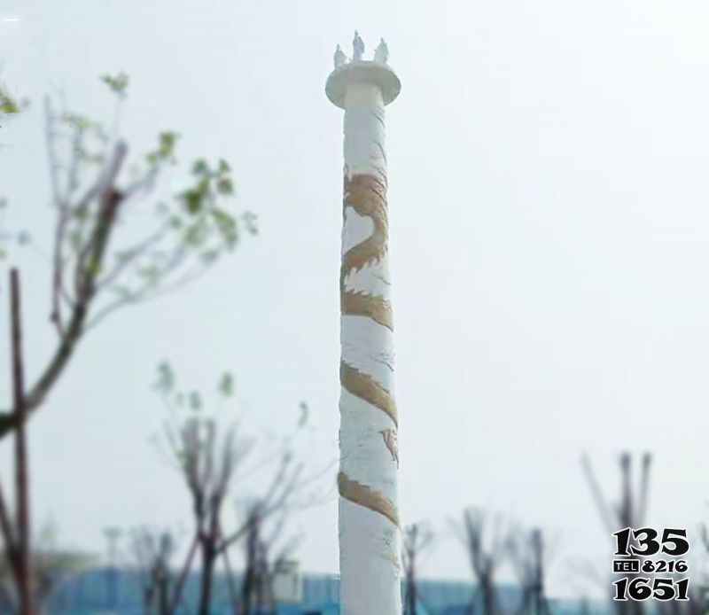 龍柱雕塑-園林景觀大理石漆金龍柱 龍柱雕塑-園林景觀大理石漆金龍柱高清圖片