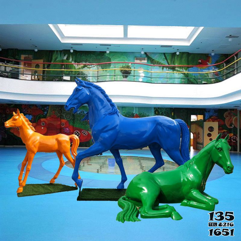 馬雕塑-游樂場創意仿真動物玻璃鋼彩繪馬雕塑 馬雕塑-游樂場創意仿真動物玻璃鋼彩繪馬雕塑高清圖片