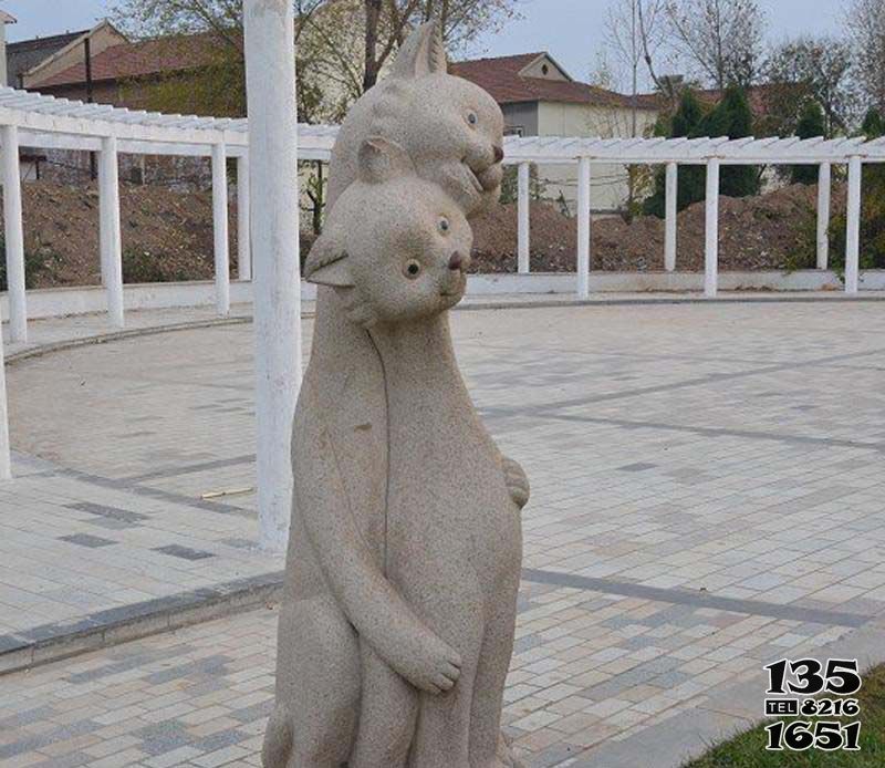 貓雕塑-公園大理石石雕擁抱的貓雕塑 貓雕塑-公園大理石石雕擁抱的貓雕塑