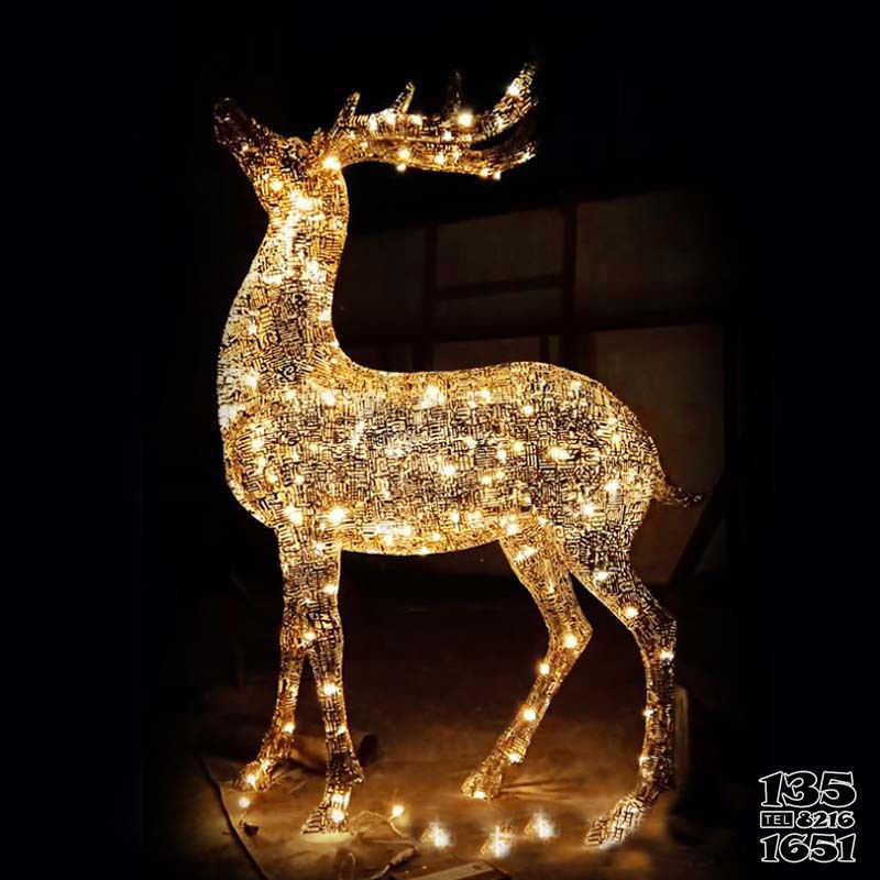 梅花鹿雕塑-公園野外照明不銹鋼鏤空梅花鹿雕塑 梅花鹿雕塑-公園野外照明不銹鋼鏤空梅花鹿雕塑高清圖片
