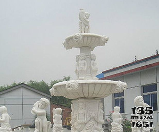 天使雕塑-漢白玉小天使大型噴泉石雕 天使雕塑-漢白玉小天使大型噴泉石雕高清圖片