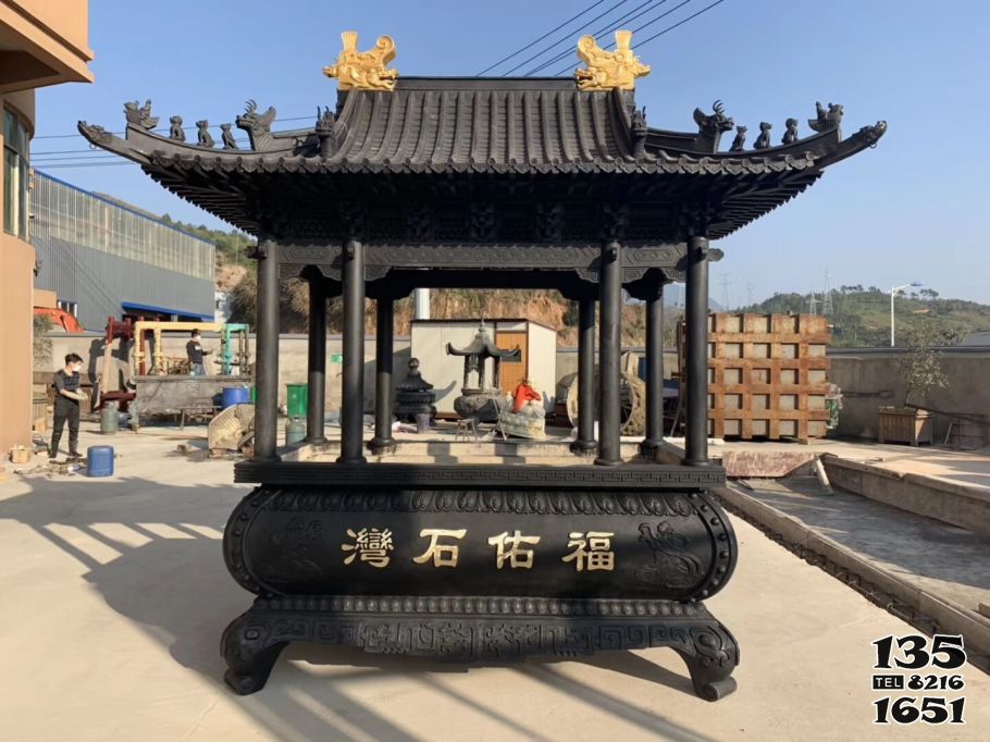 香爐雕塑-仿古青銅八柱漆金寺院香爐雕塑 香爐雕塑-仿古青銅八柱漆金寺院香爐雕塑高清圖片