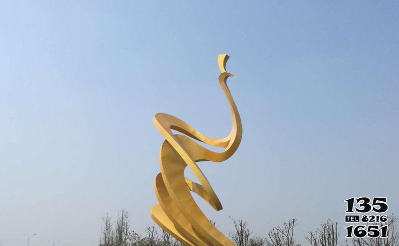 鳳凰雕塑-不銹鋼抽象噴金烤漆鳳凰雕塑 鳳凰雕塑-不銹鋼抽象噴金烤漆鳳凰雕塑