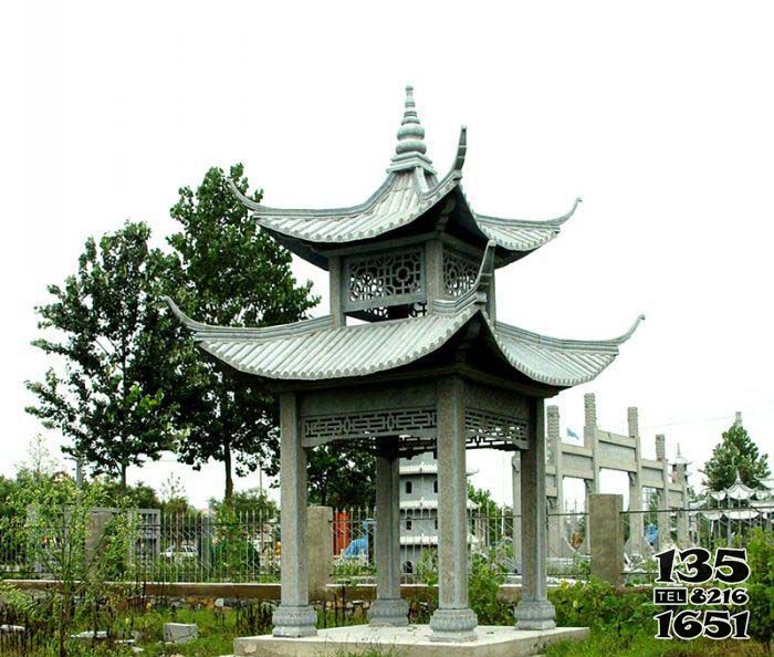 涼亭雕塑-花崗巖仿古建鏤空學院草坪擺放涼亭雕塑 涼亭雕塑-花崗巖仿古建鏤空學院草坪擺放涼亭雕塑高清圖片