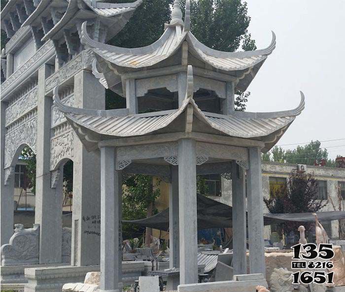 涼亭雕塑-景區(qū)公園戶外裝飾青石雙層休息涼亭石雕 涼亭雕塑-景區(qū)公園戶外裝飾青石雙層休息涼亭石雕高清圖片